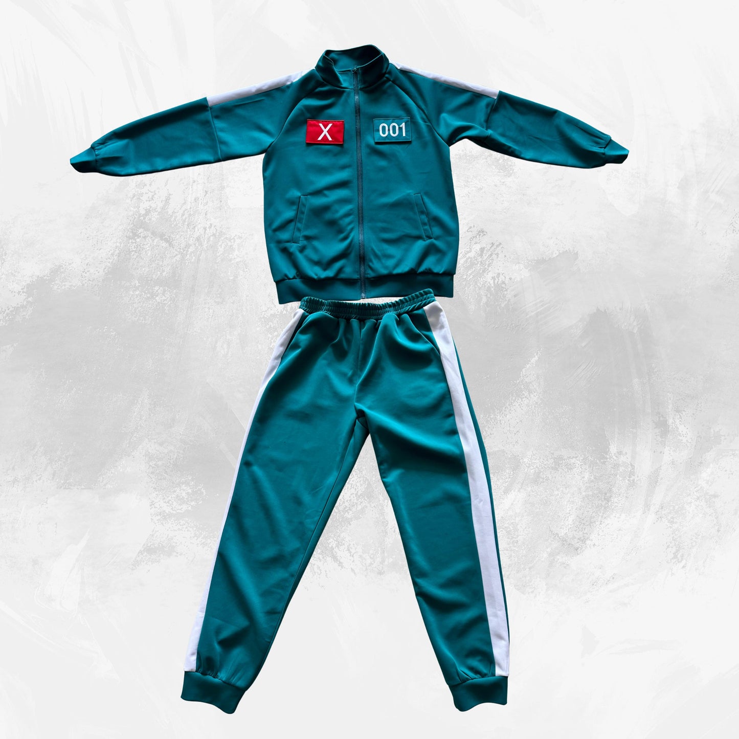 Squid Game Green Tracksuit with Removable Number Patches Unisex Cosplay Outfit with Hook and Loop Design Premium Tracksuit Daily Wear - Lulu's Costume Store