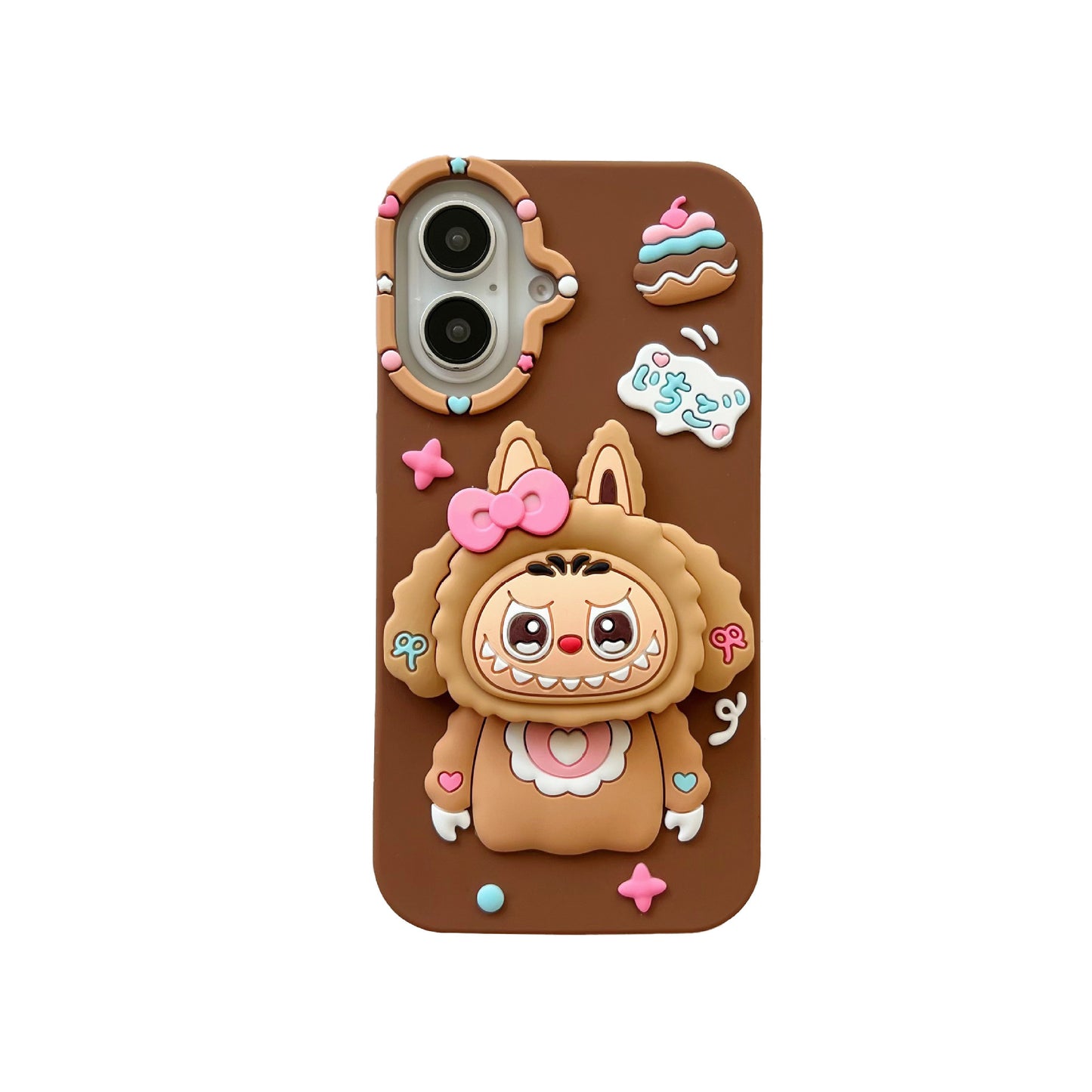 Brown Cookie Candy Cup Labubu Silicon Phone Case