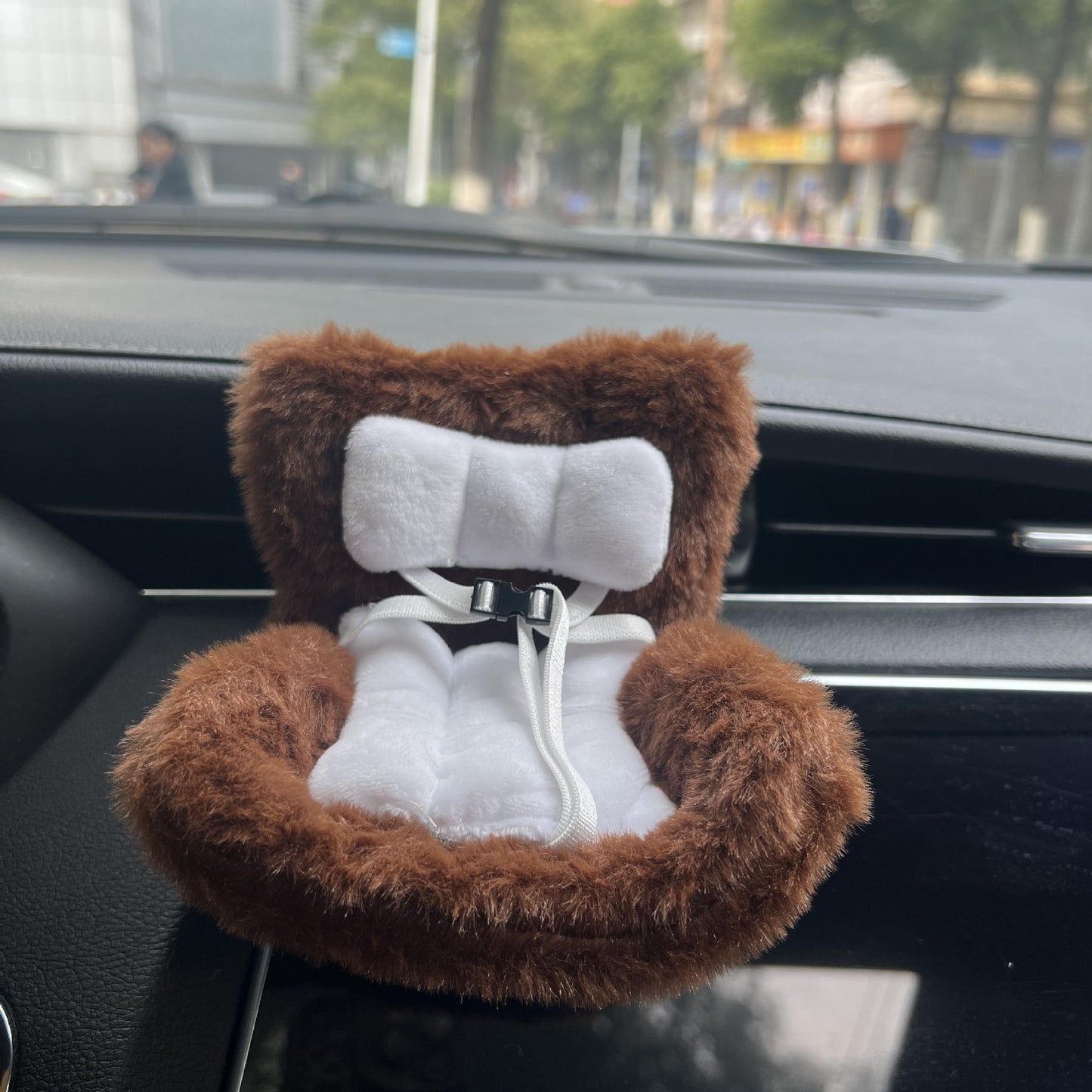 Brown Labubu Mini Fur Car Seat Air Vent Mounted Fur Seat
