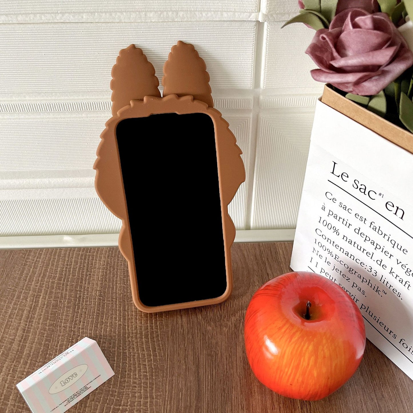 Brown Labubu Silicone Phone Case Front