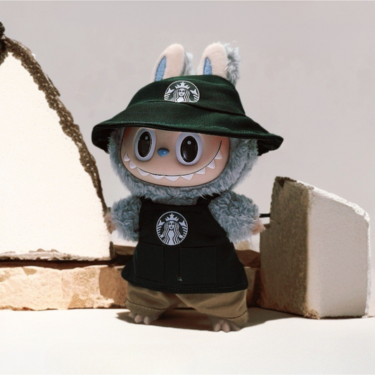 Labubu with 3-piece starbucks uniform no Shoes