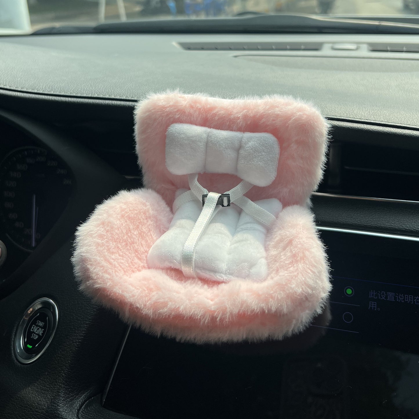 Light Pink Labubu Mini Fur Car Seat Air Vent Mounted Fur Seat
