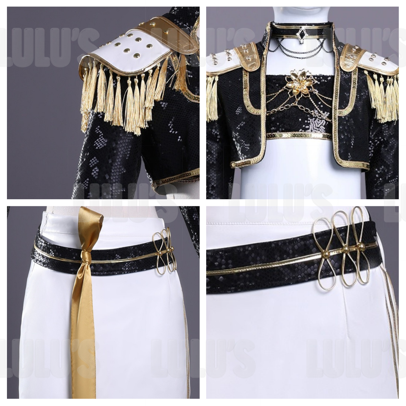 Kids K-Pop Demon Hunters - Mira's Black & Gold Costume - Lulu's Costume Store