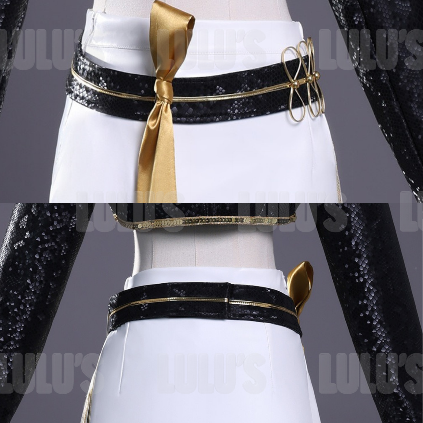 Kids K-Pop Demon Hunters - Mira's Black & Gold Costume - Lulu's Costume Store