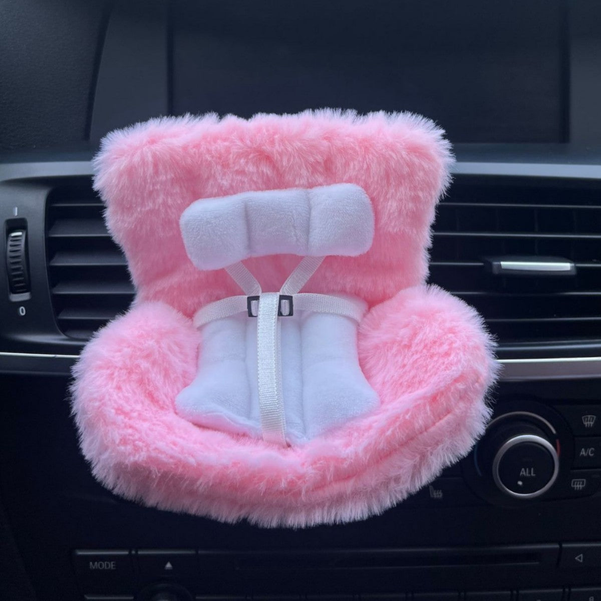 Pink Labubu Mini Fur Car Seat Air Vent Mounted Fur Seat