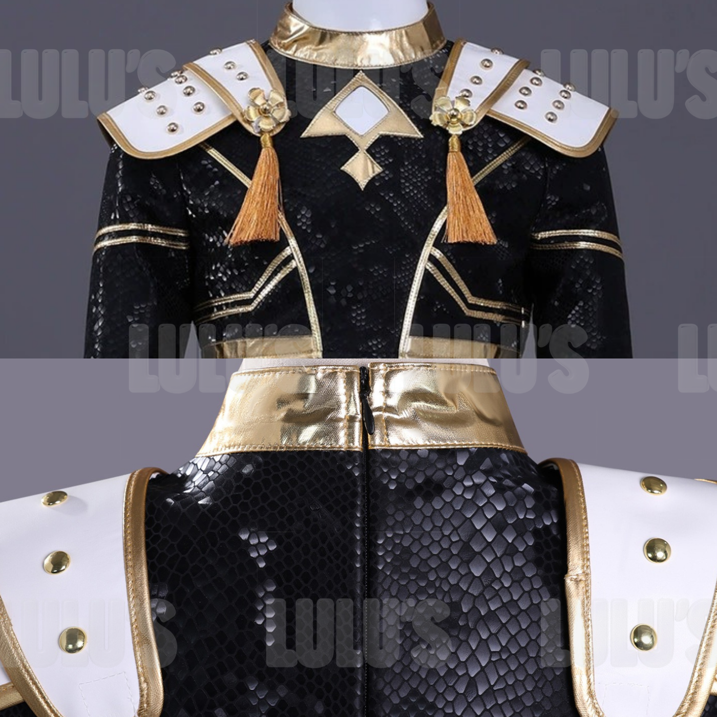 Kids K-Pop Demon Hunters - Zoey's Black & Gold Costume - Lulu's Costume Store
