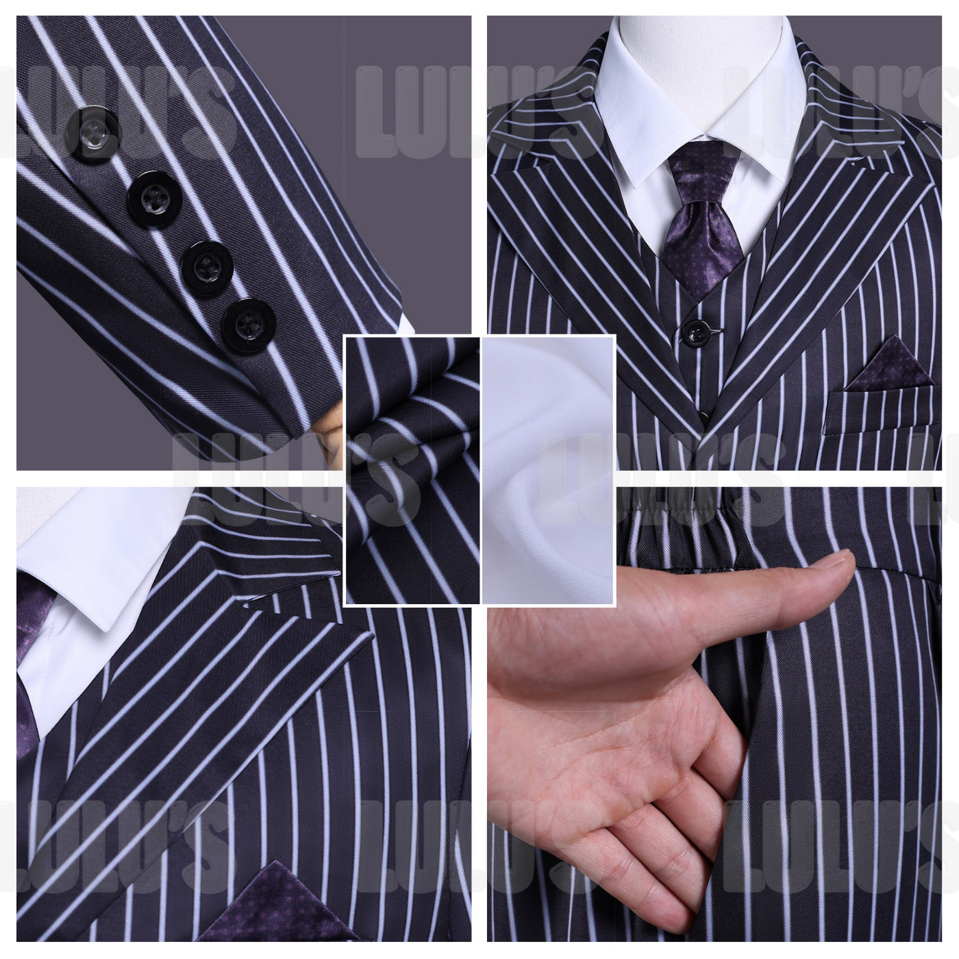 Wednesday | Gomez Addams Pinstripe Suit Costume - Lulu's Costume Store