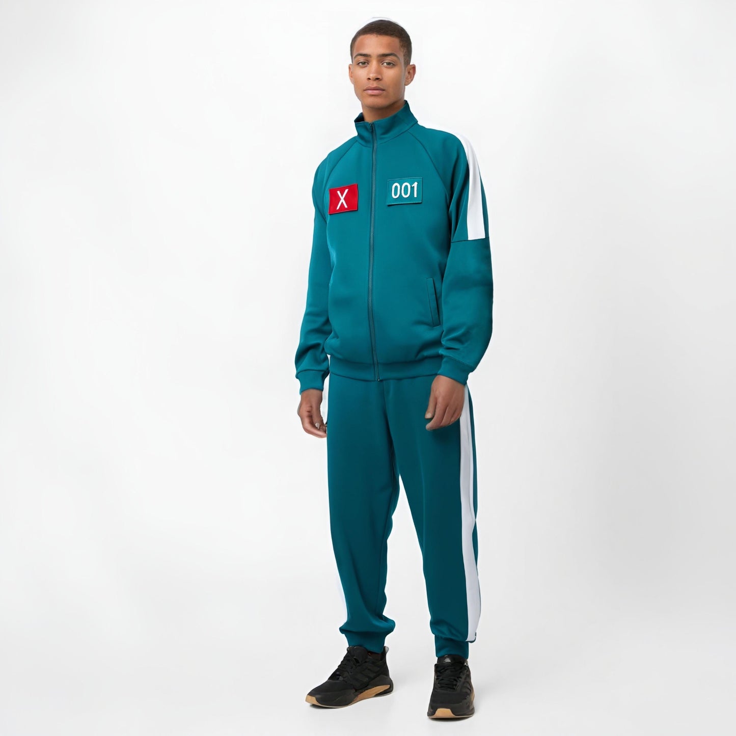 Squid Game Green Tracksuit with Removable Number Patches Unisex Cosplay Outfit with Hook and Loop Design Premium Tracksuit Daily Wear - Lulu's Costume Store