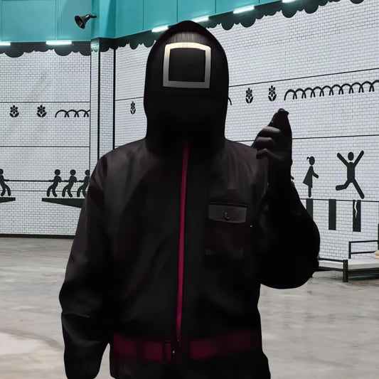 Squid Game Black Guard Costume Jumpsuit from Popular Korean Drama Series Guard Uniform Cosplay Outfit for Halloween and Events - Lulu's Costume Store