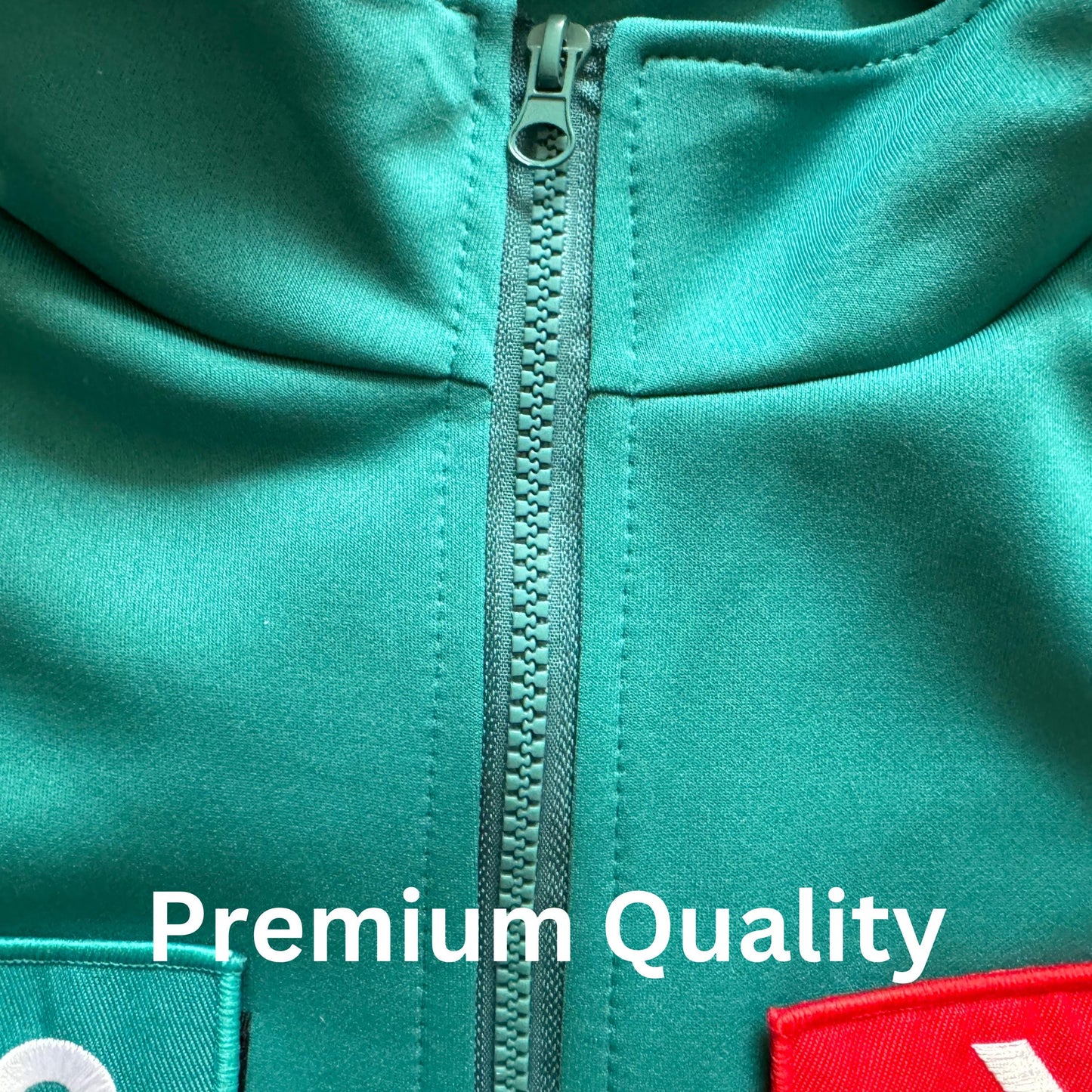 Squid Game Green Tracksuit with Removable Number Patches Unisex Cosplay Outfit with Hook and Loop Design Premium Tracksuit Daily Wear - Lulu's Costume Store