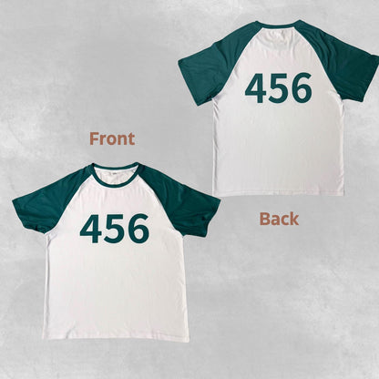 Squid Game Green Player Numbered T-shirt Unisex Cosplay Outfit Daily Wear Halloween Costume Minimalist Number Print Shirt - Lulu's Costume Store