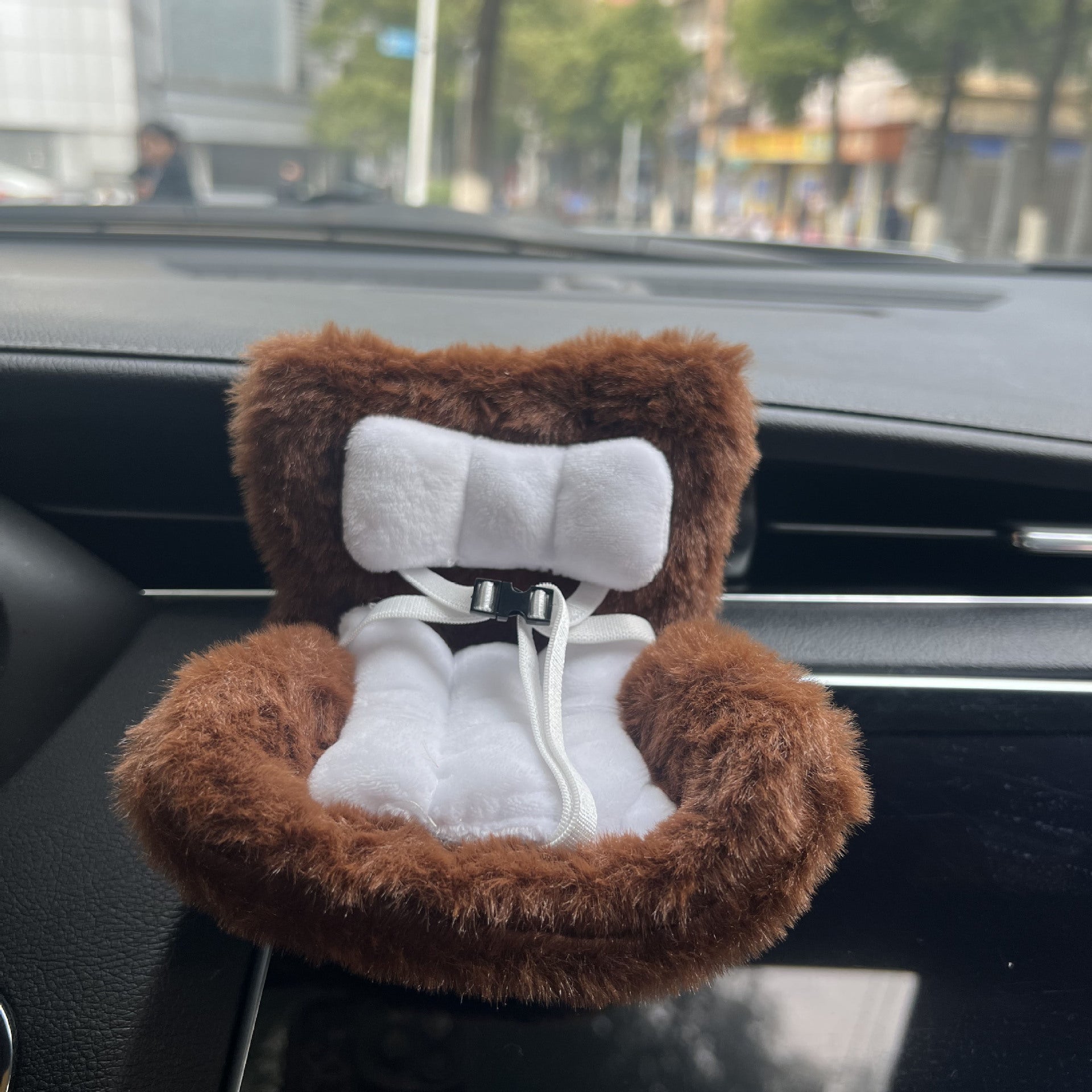 Brown Labubu Mini Fur Car Seat Air Vent Mounted Fur Seat