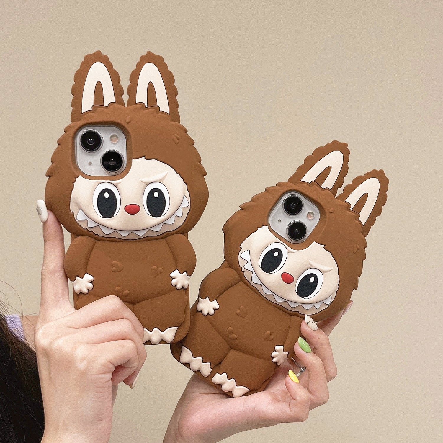 Brown Labubu Silicone Phone Case Customer Photo