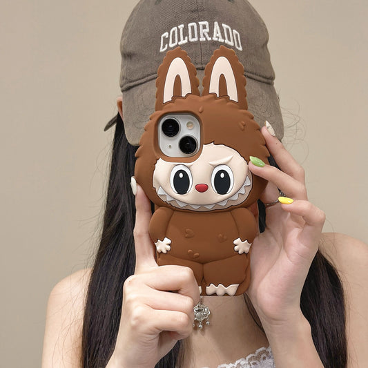 Brown Labubu Silicone Phone Case Customer Selfie