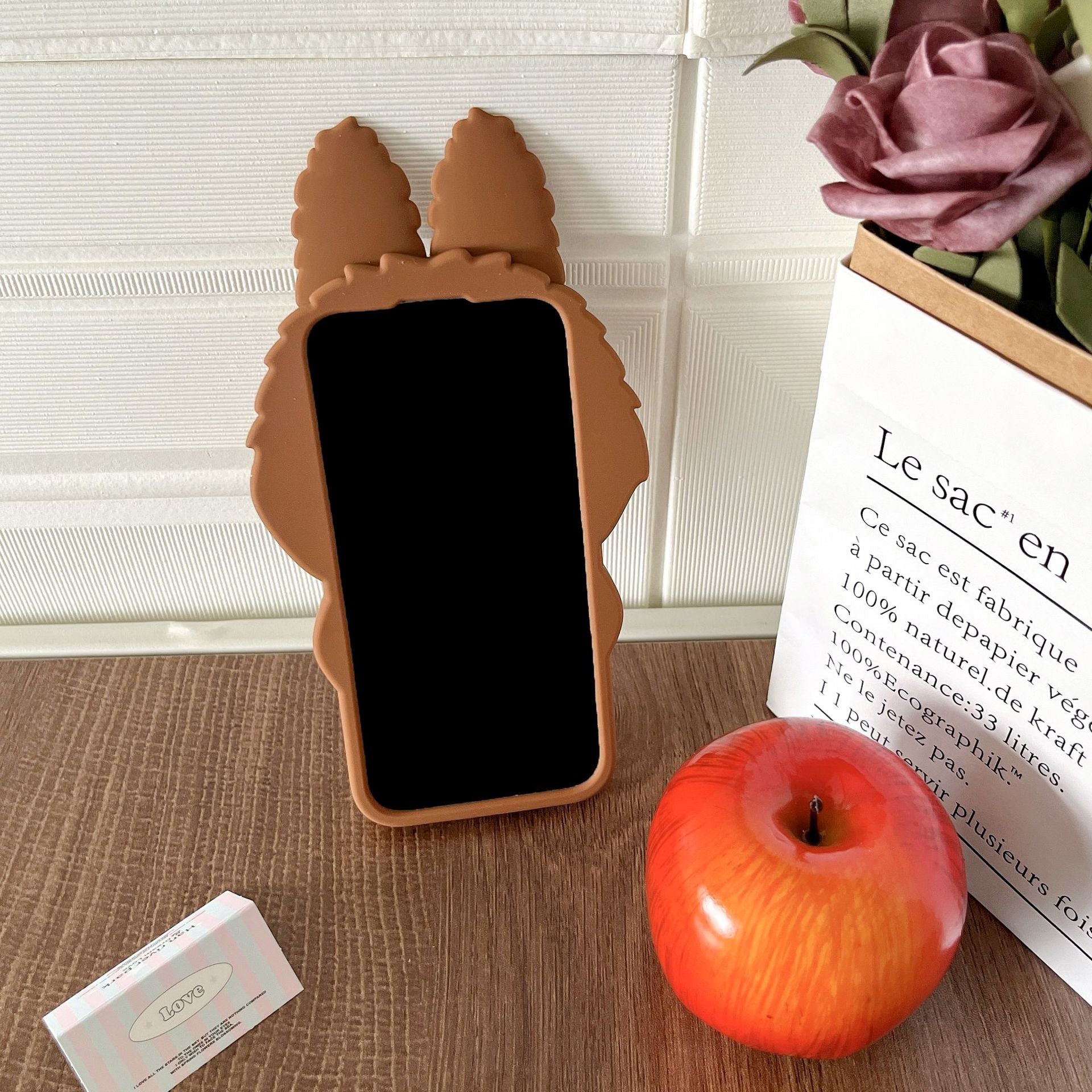 Brown Labubu Silicone Phone Case Front