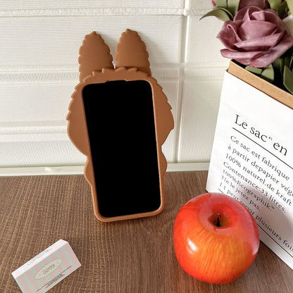 Brown Labubu Silicone Phone Case Front