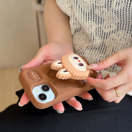 Labubu Silicone Phone iPhone Case Telescopic Stand Pop Out Stand