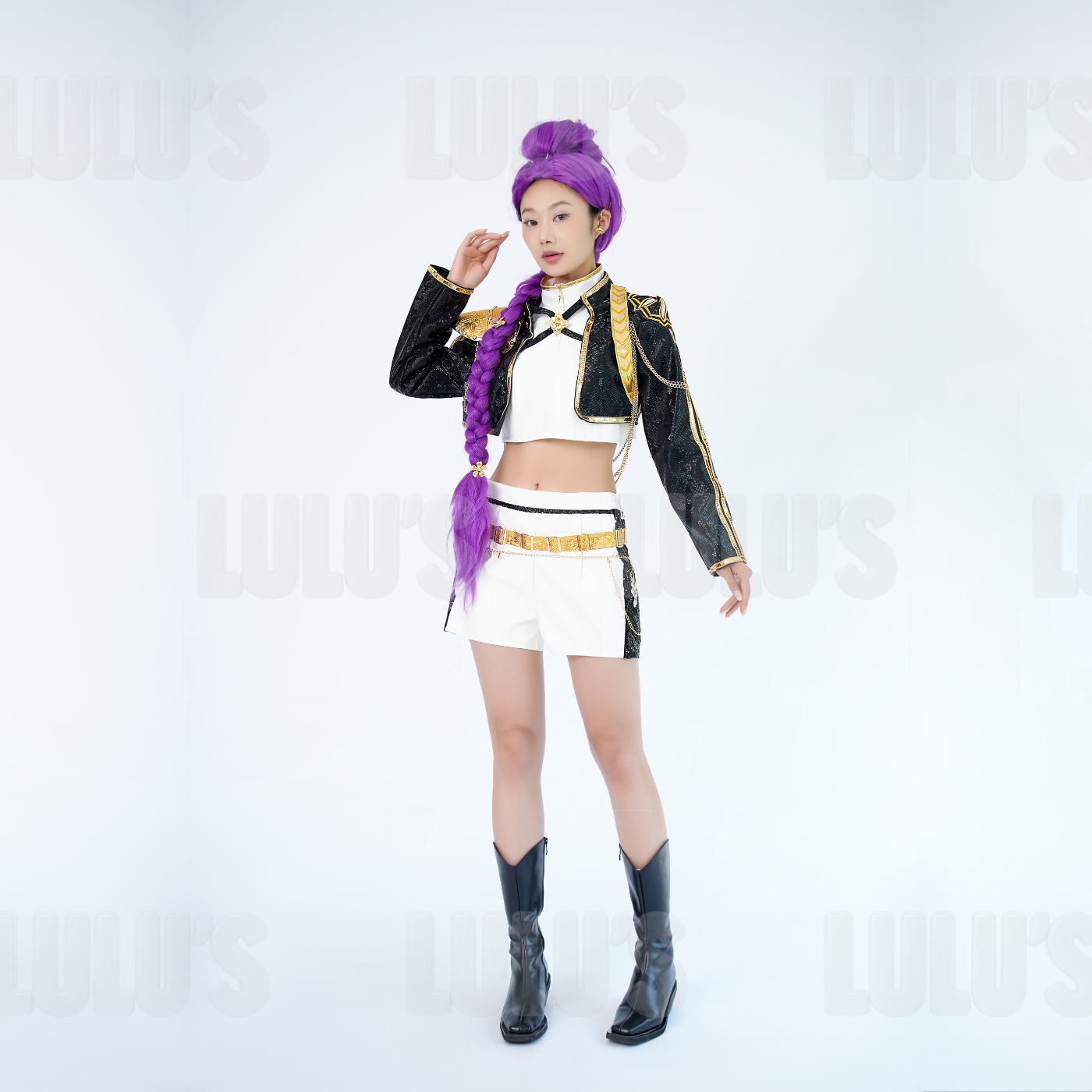 Rumi Black Gold Cosplay Costume K Pop Demon Hunters Golden Lulu s rumi-black-gold-cosplay-costume-k-pop-demon-hunters-golden-lulu-s