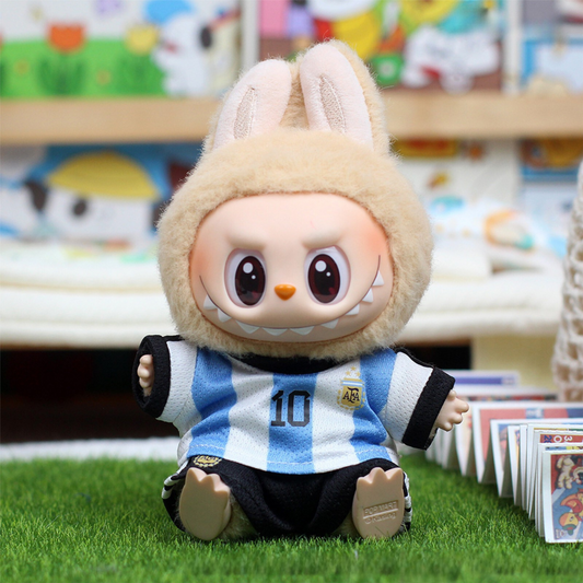 Labubu Messi Football Jersey Costume Sitting