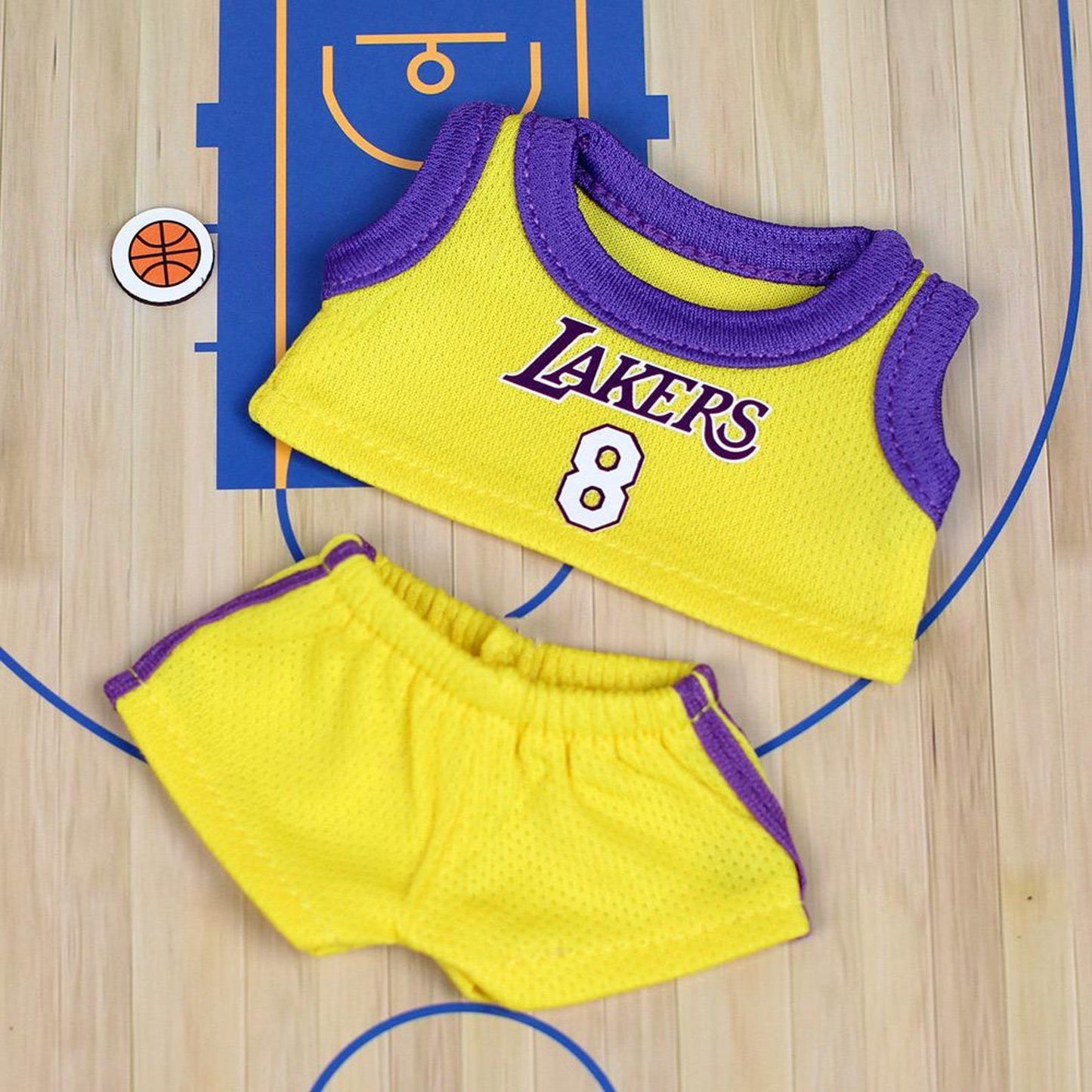 Labubu Yellow and Purple Lakers Number 8 NBA Jersey Costume