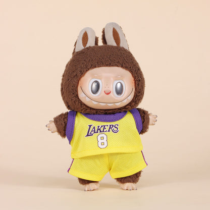 Labubu Yellow and Purple Lakers Number 8 NBA Jersey Costume Front