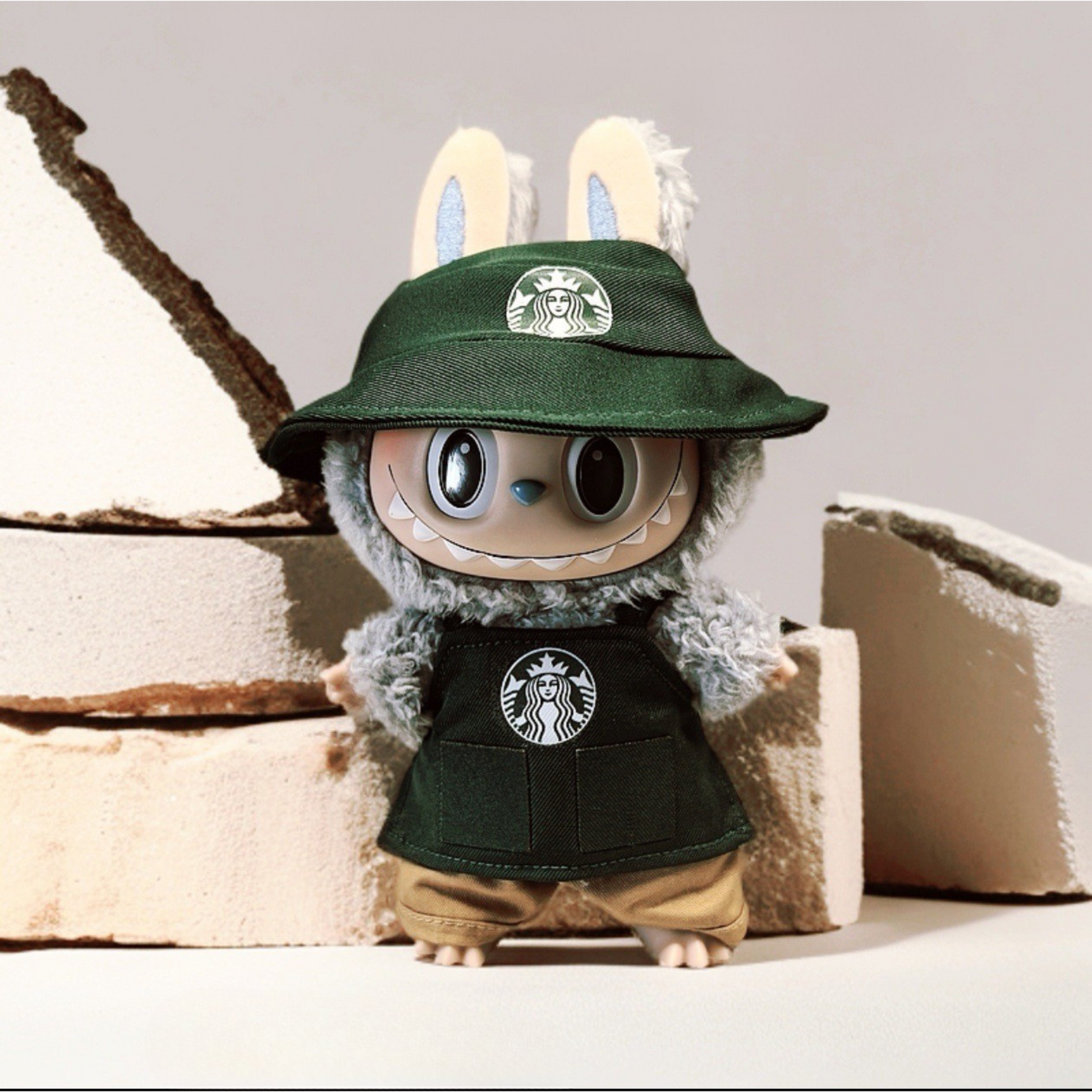 Labubu with 3-piece starbucks uniform 