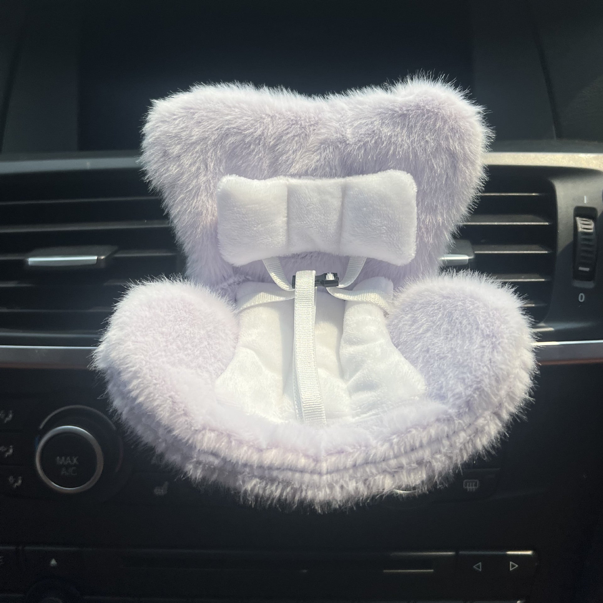 Light Purple Labubu Mini Fur Car Seat Air Vent Mounted Fur Seat. 