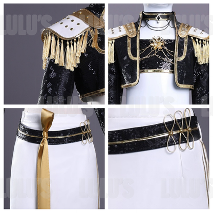 Kids K-Pop Demon Hunters - Mira's Black & Gold Costume - Lulu's Costume Store
