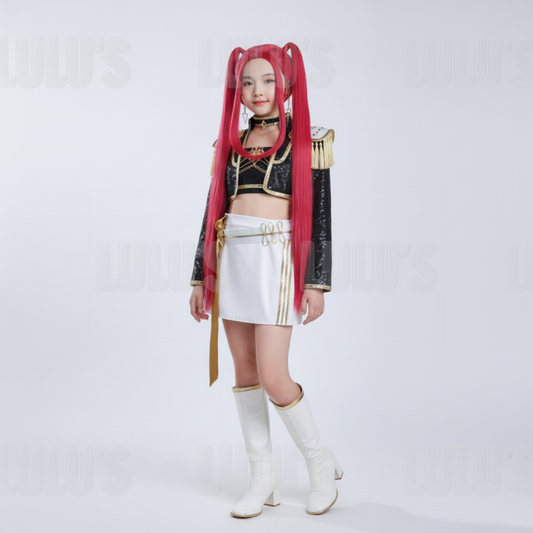 Kids K-Pop Demon Hunters - Mira's Black & Gold Costume - Lulu's Costume Store