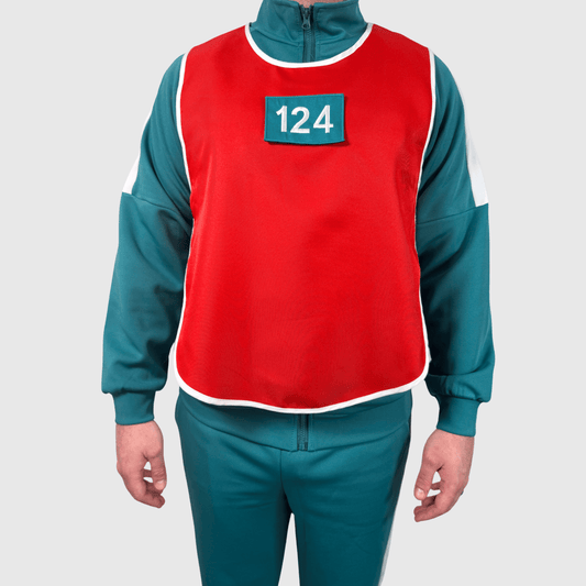 Squid Game Season 3 Numbered Vest – Red & Blue | Unisex Cosplay Costume with Removable Patches - Lulu's Costume Store