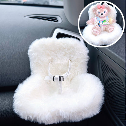 White Labubu Mini Fur Car Seat Air Vent Mounted Fur Seat Demo