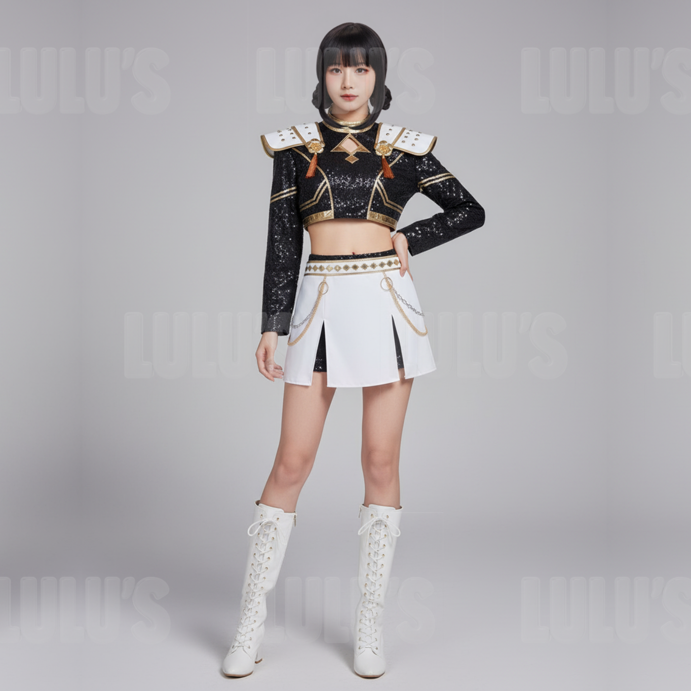 K-Pop Demon Hunters -Zoey's Black & Gold Costume - Lulu's Costume Store
