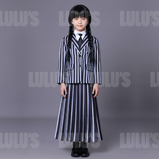 Wednesday | Kids Wednesday Addams School Uniform Costume - Lulu's Costume Store