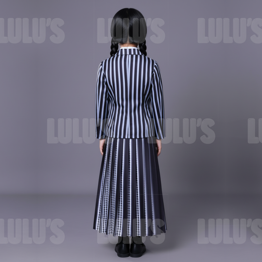Wednesday | Kids Wednesday Addams School Uniform Costume - Lulu's Costume Store