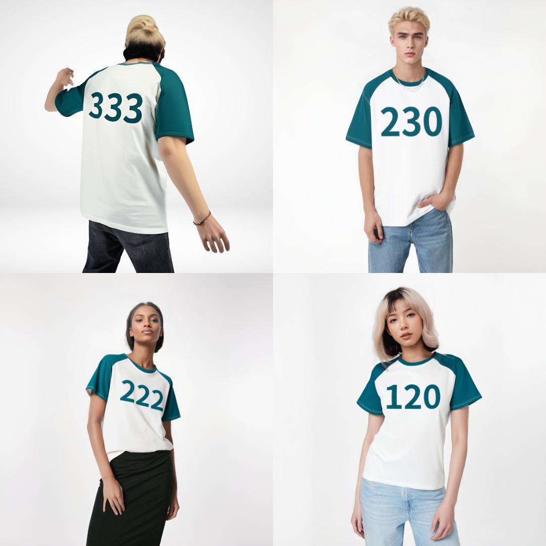 Squid Game Green Player Numbered T-shirt Unisex Cosplay Outfit Daily Wear Halloween Costume Minimalist Number Print Shirt - Lulu's Costume Store