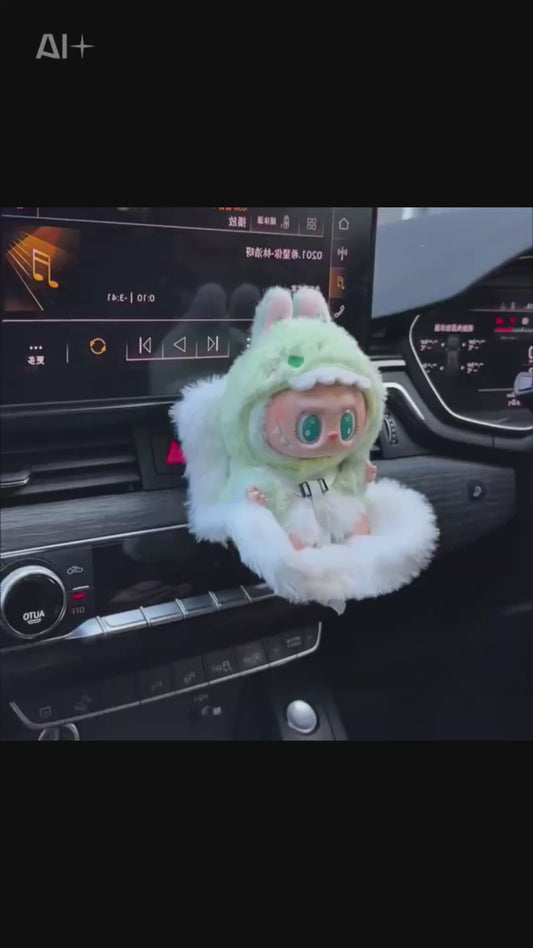 Labubu Plush Car Seat | Kawaii Doll Safety Chair | Air Vent Clip with Scented Tablets