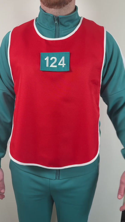 Squid Game Season 3 Numbered Vest – Red & Blue | Unisex Cosplay Costume with Removable Patches